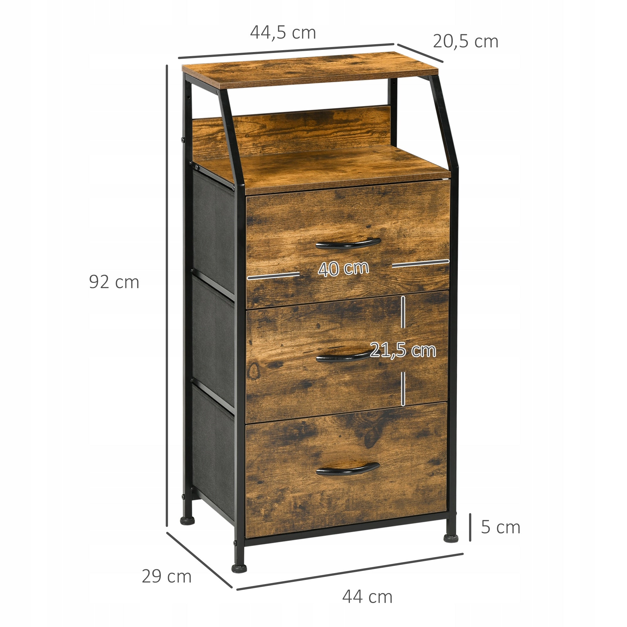 Material chest of drawers with 3 drawers, storage cabinet brown Number of pieces 1 pcs