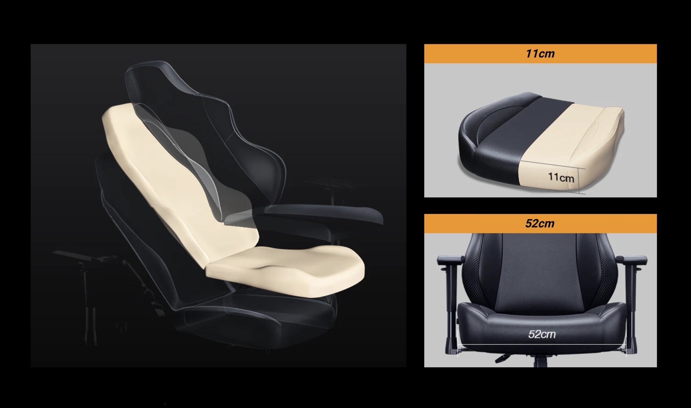 Material gaming chair Anda Seat Phantom 3 L dark grey swivel Seat depth 52 cm