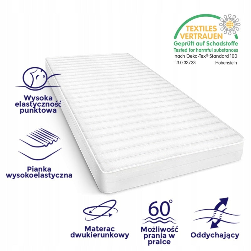 Mattress 140 x 200 foam 7Zone Medium Hard 17cm