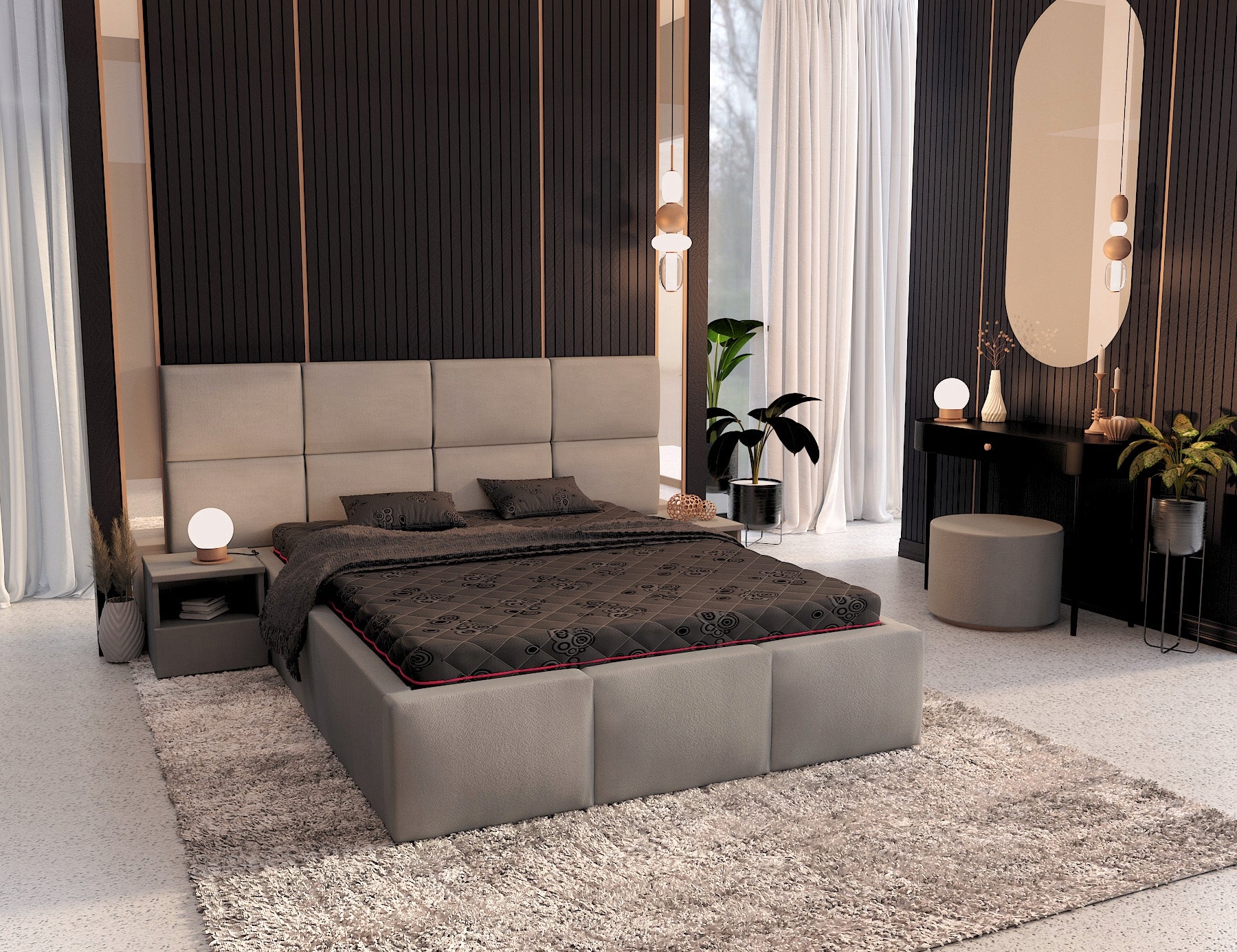Mattress DARK pocket zones MASSAGING coconut profiled foam 200x200 24cm Brand ŚpijZdrowo