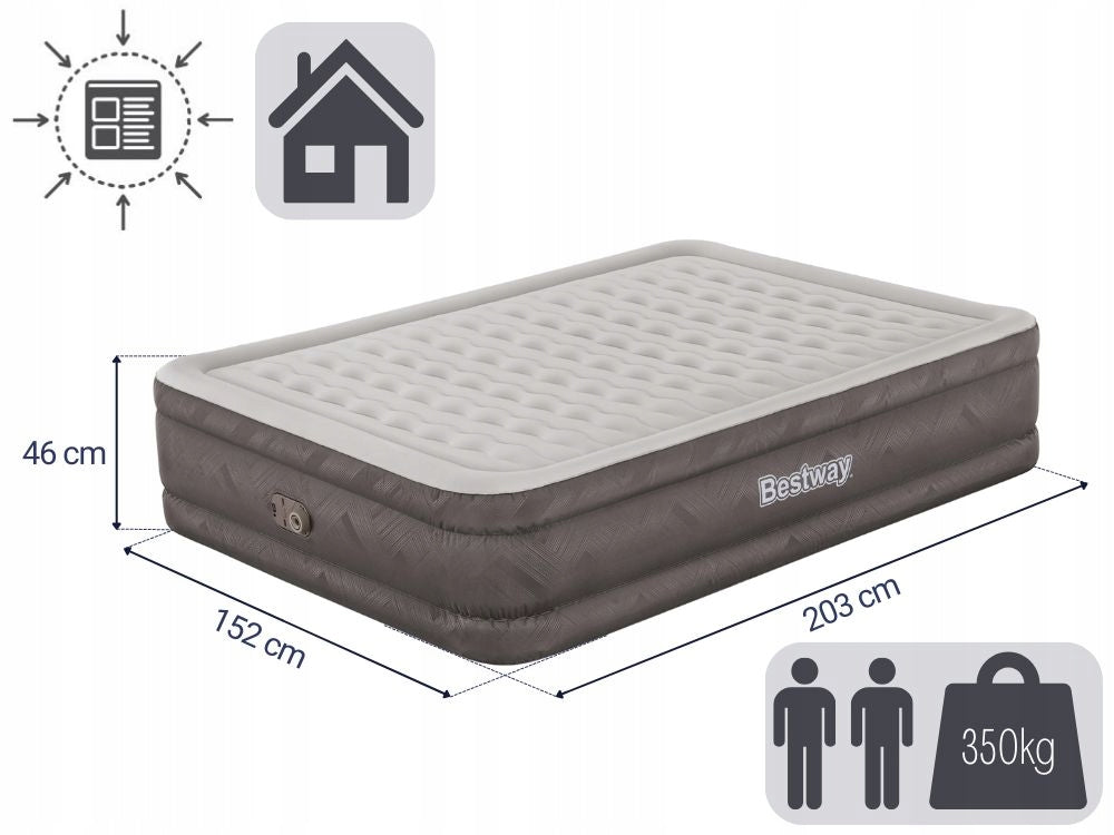 Mattress Inflatable Double Sleeping Bed with Pump 230V Bestway 69050 Color gray