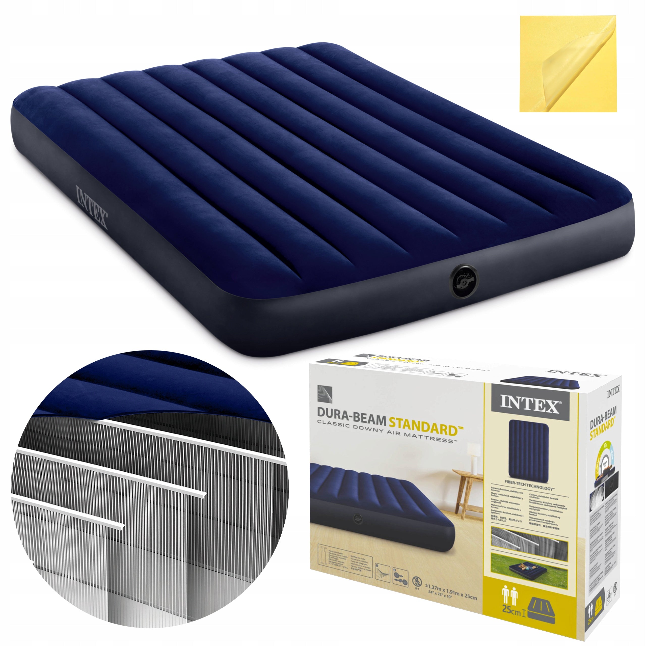 Mattress Inflatable Double Velour Sleeping Bed Pumped INTEX 57555