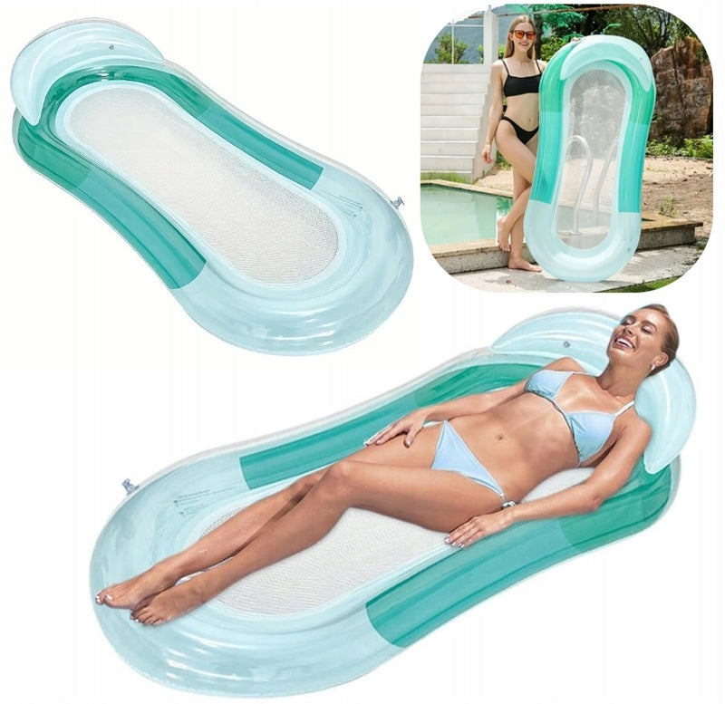 Mattress Inflatable Swimming Sun Lounger Armchair with Backrest for Water Mesh 160x70cm