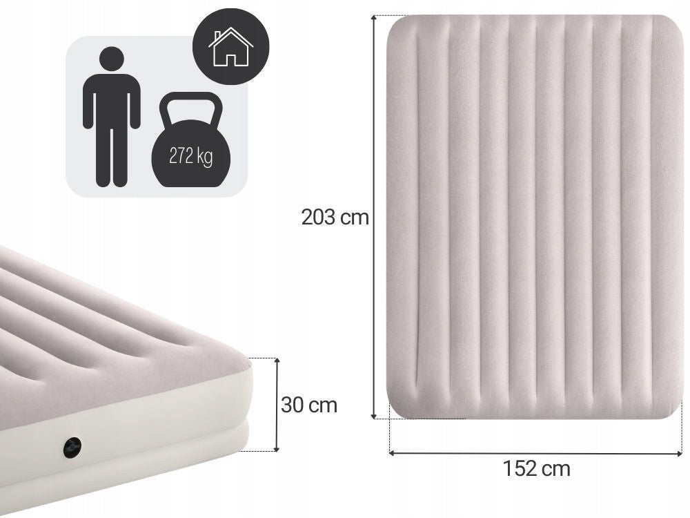 Mattress Inflatable Velour Double Bed 203x152x30 Intex 64179 USB Packaging status original