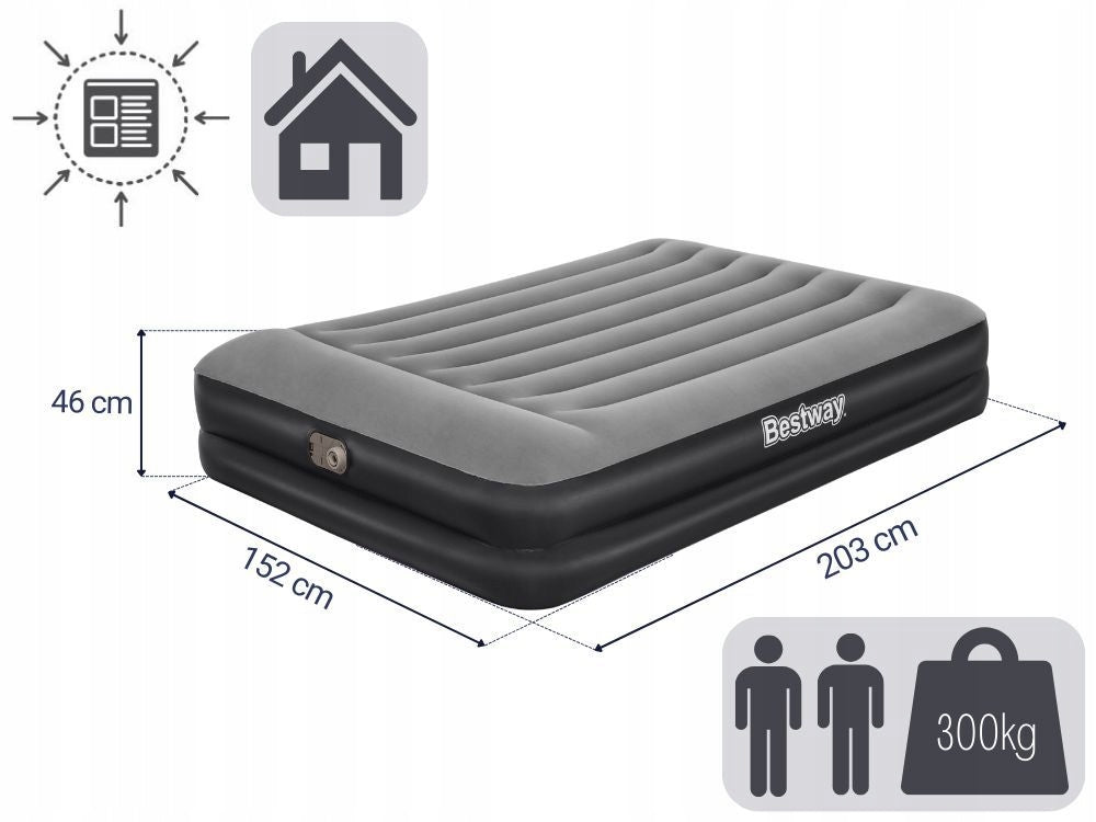 Mattress Inflatable Velour Double Bed 203x152x46 Bestway 67403 New2025 Brand Bestway