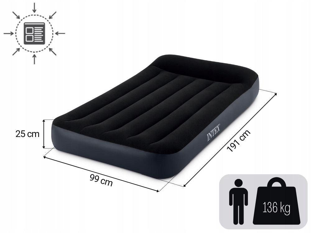 Mattress Inflatable Velour Sleeping Bed with Pump 230V Single Intex Packaging status original