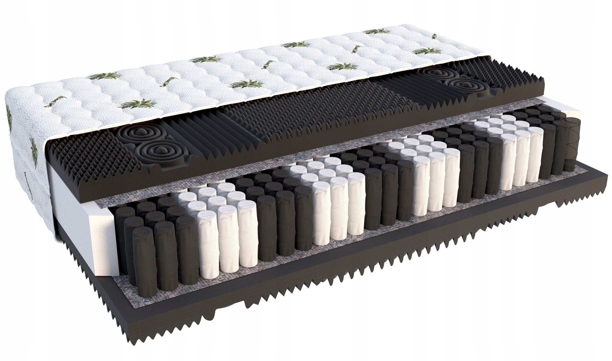 Mattress LUX EKO pocket zone MASSAGING foam 7cm profiled 80x200 23cm Manufacturer code MATERAC LUX EKO STREF 080x200 ALOEVERA