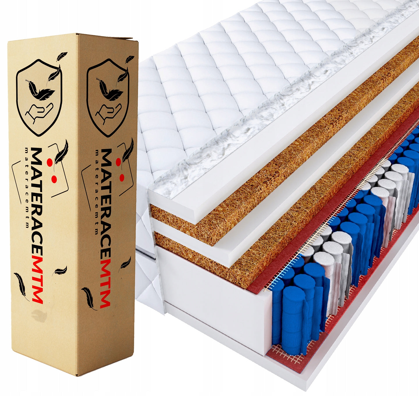 Mattress MEDI 90x200 DOUBLE HARD 2xkokos, pocket H5 - HARD Manufacturer code medi21022