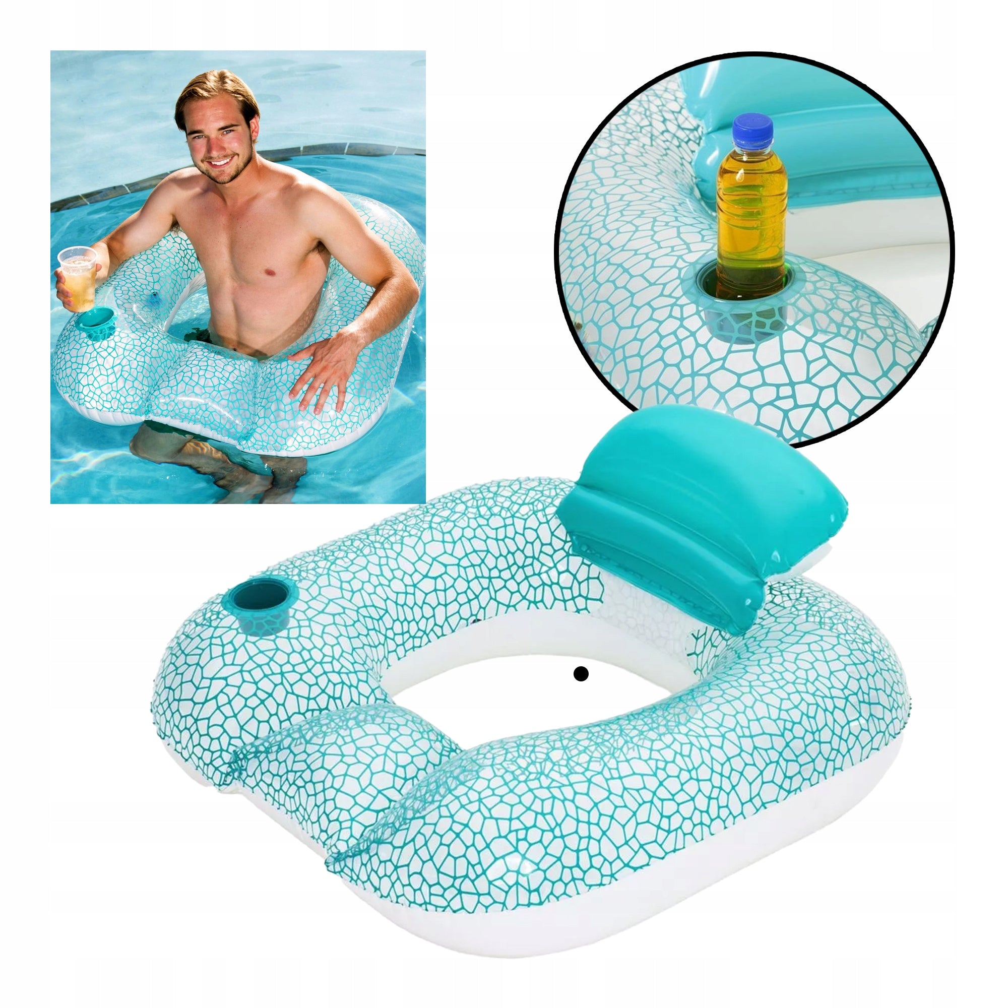 Mattress chair inflatable beach swimming lounger for pool beach with backrest