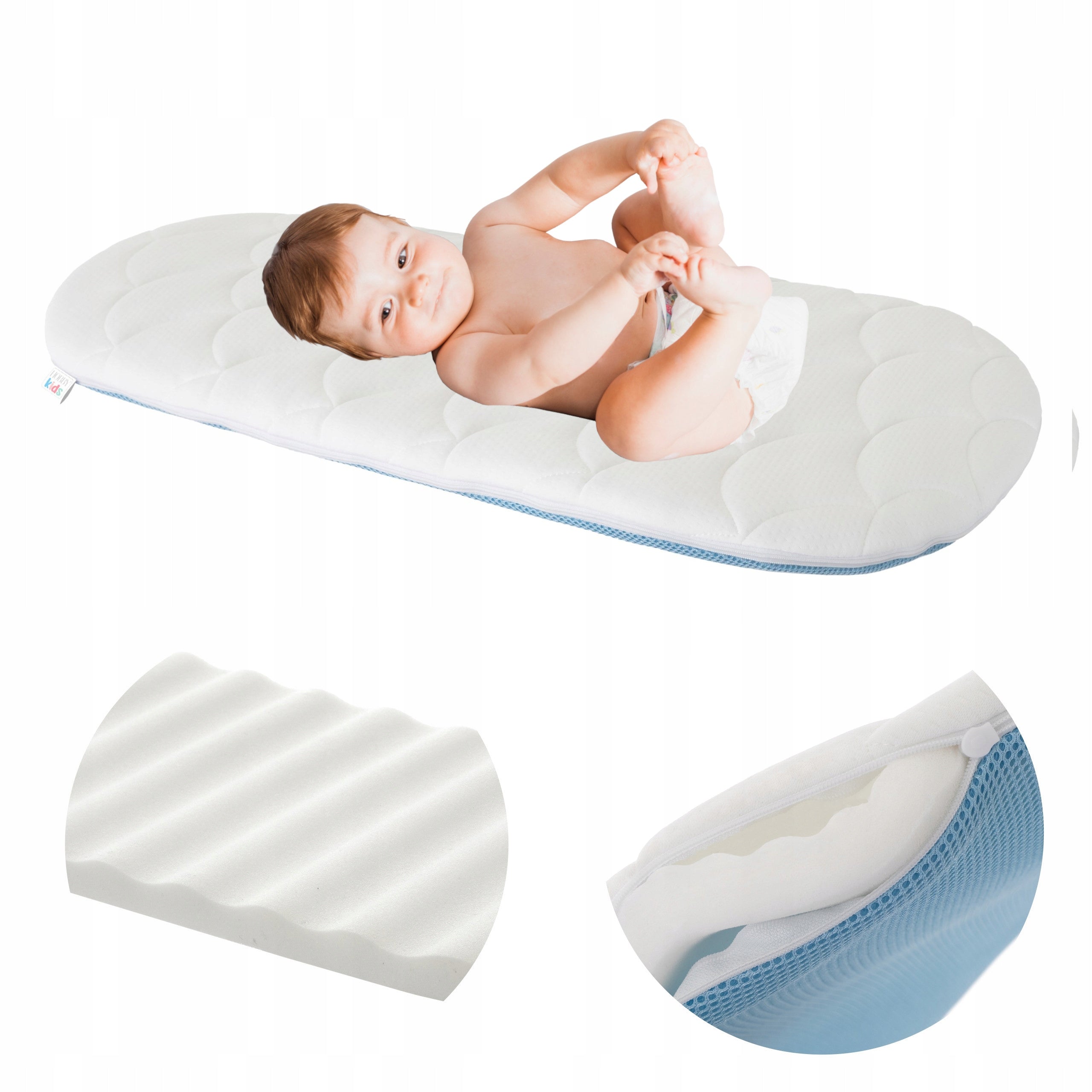 Mattress for stroller 73x31 cm, foam, breathable, for gondola, double-sided