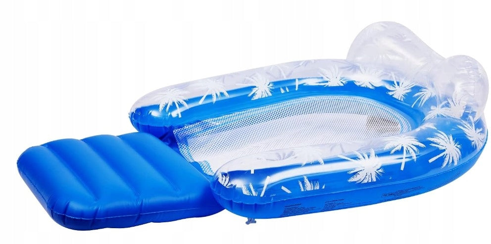 Mattress inflatable water hammock with mesh headrest pool