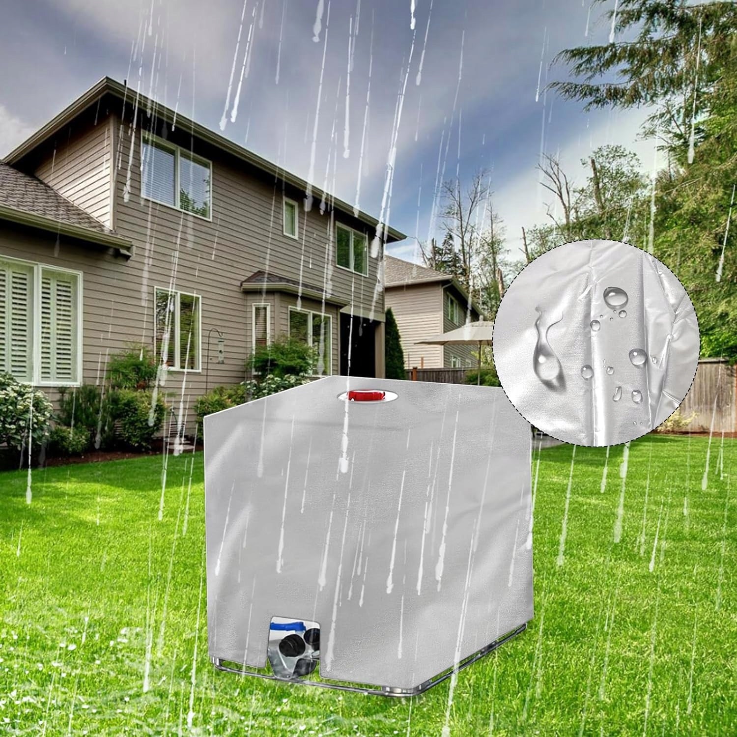 Mauzer IBC Tank Cover 1000l Water Tank Cover GREY Product width 120 cm