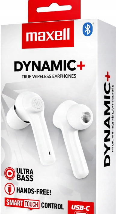 Maxell Dynamic+ Bluetooth Headphones TWS USB-C White