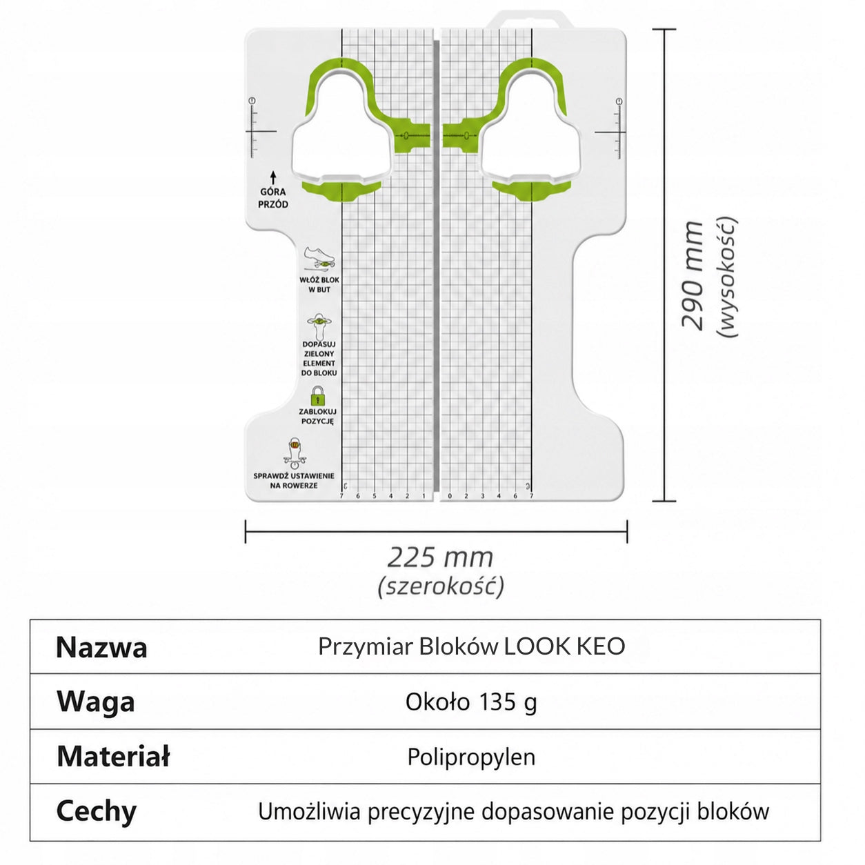 Measurement Template Shoe Block Setting Instrument LOOK KEO Manufacturer code LOOKEO