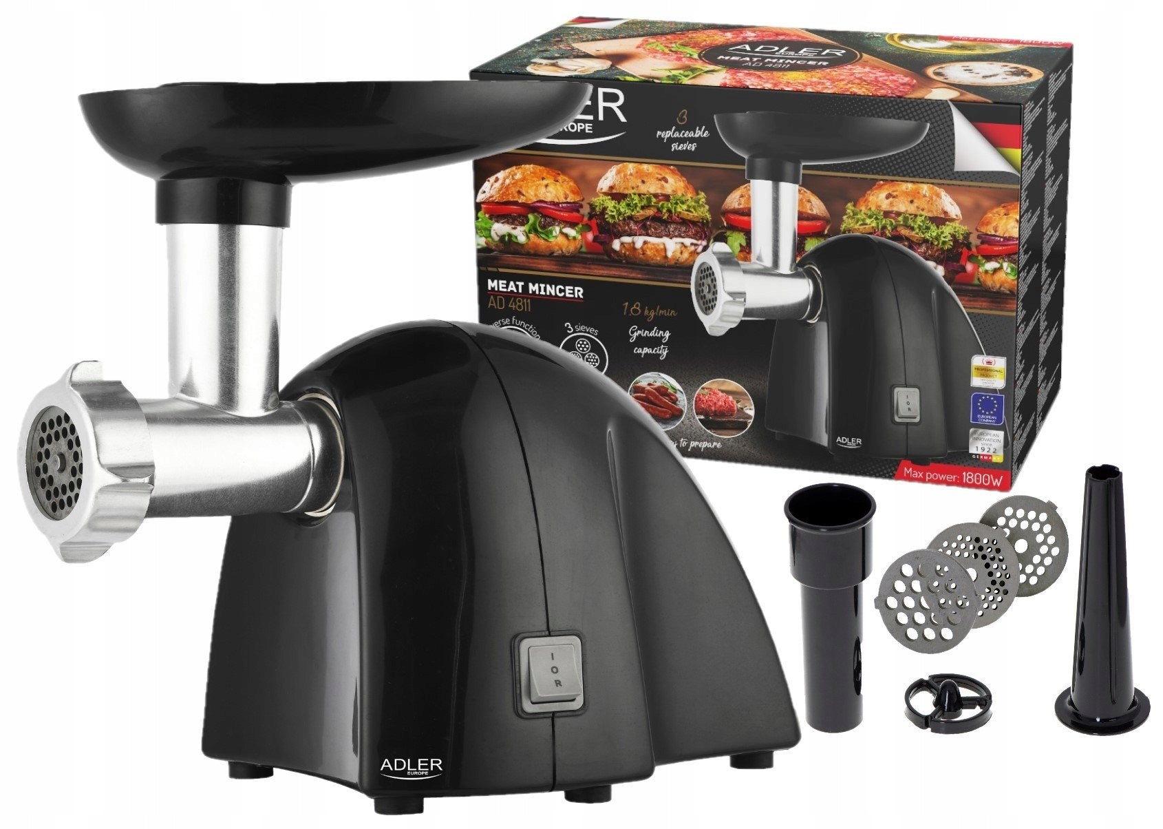 Meat grinder AD 4811 600W 3 Strainers Masarska Cap 1,8kg/min