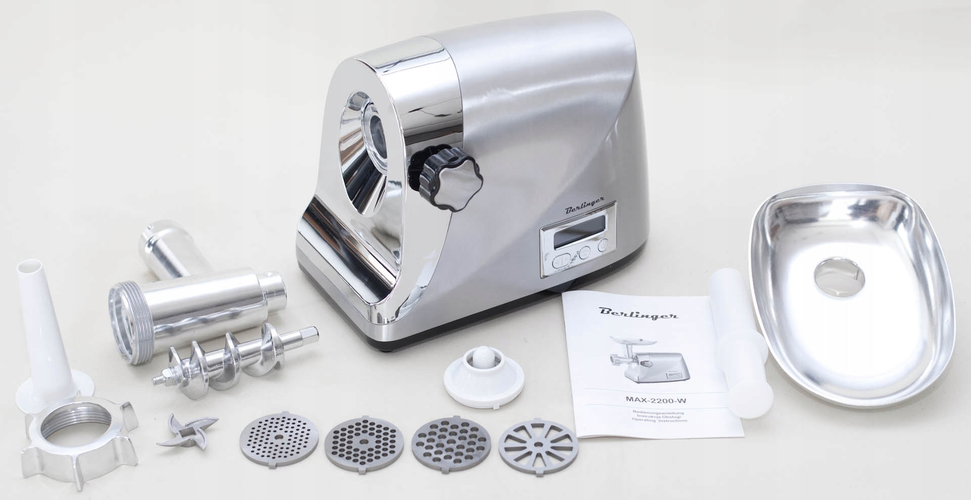 Meat grinder BERLINGER 2200W metal housing with LCD speed control EAN (GTIN) 5903689795401