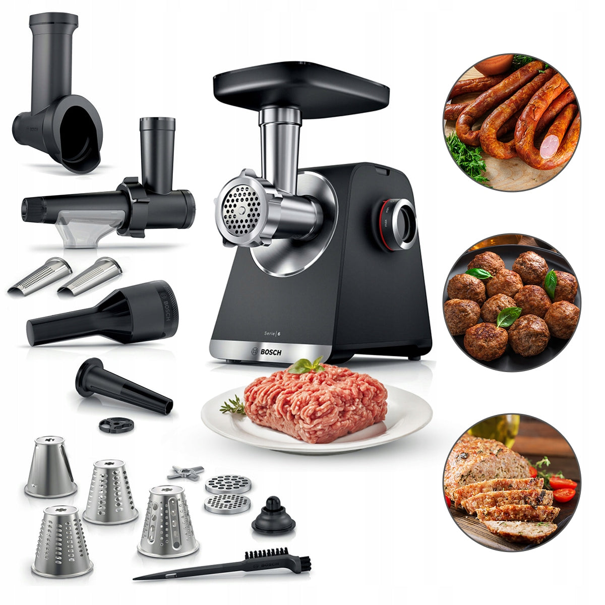 Meat grinder Bosch MFWS660B black 2100 W Packaging status original
