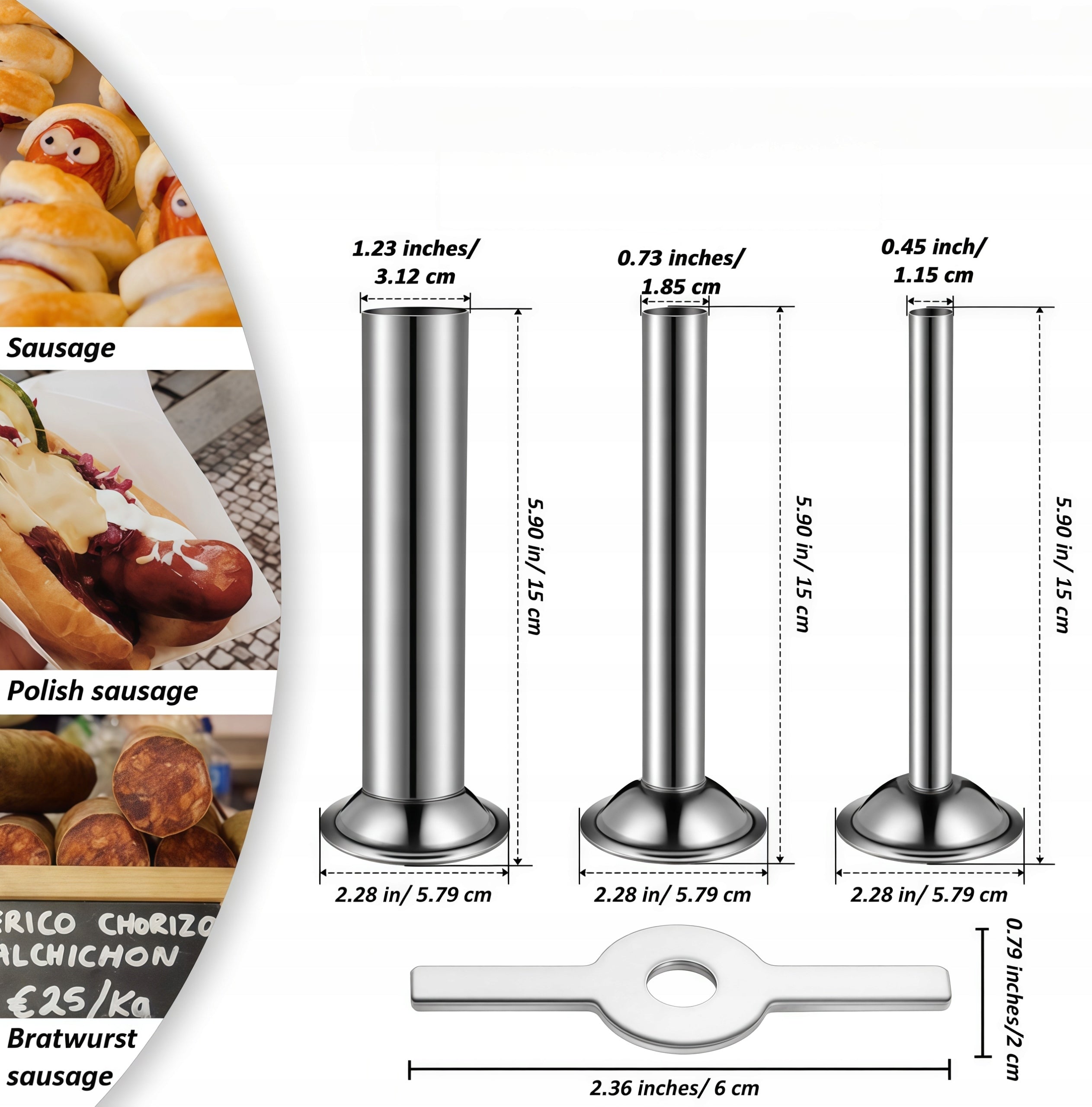 Meat grinder funnels No. 5 sausage stuffer 3 sizes Manufacturer code 6978719492611