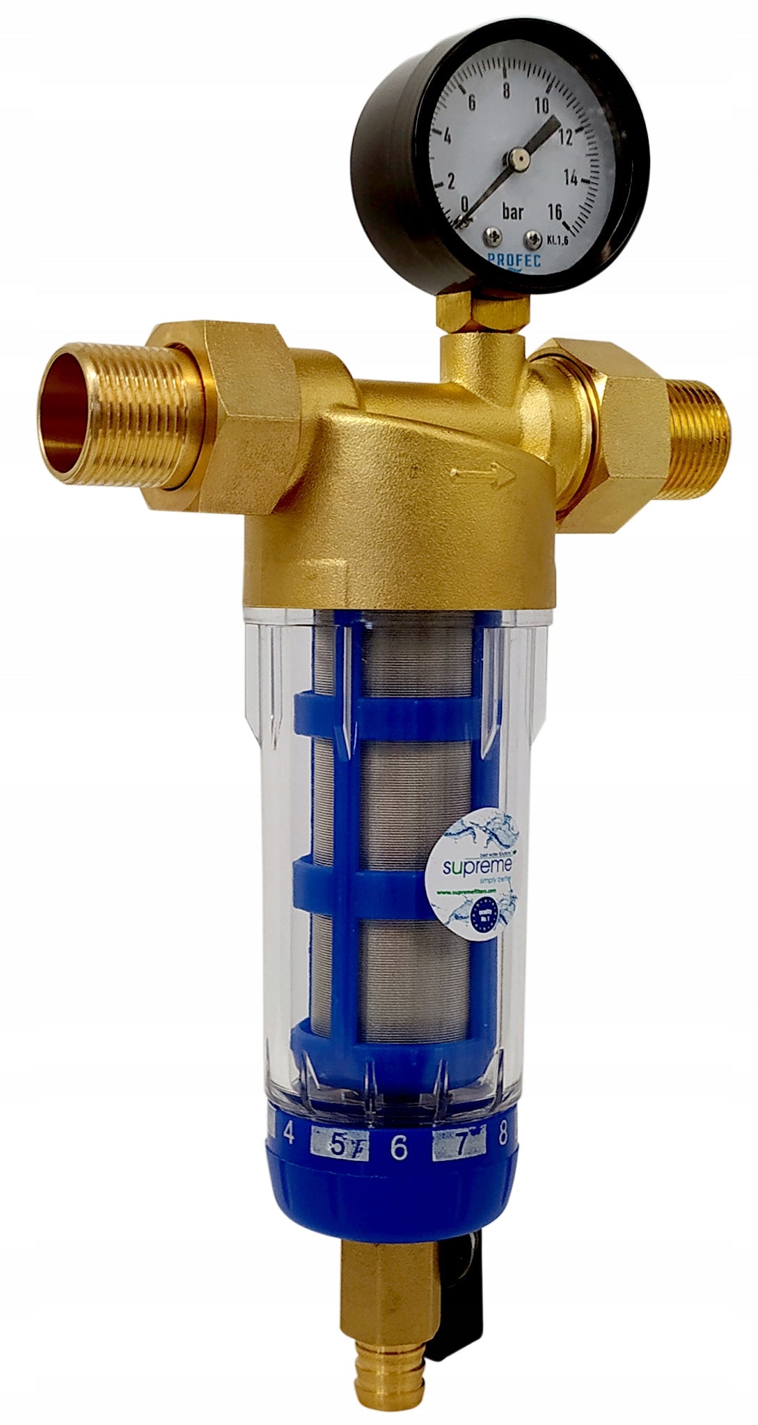 Mechanical filter H103-O2 Supreme drain valve, pressure gauge, cartridge, wrench