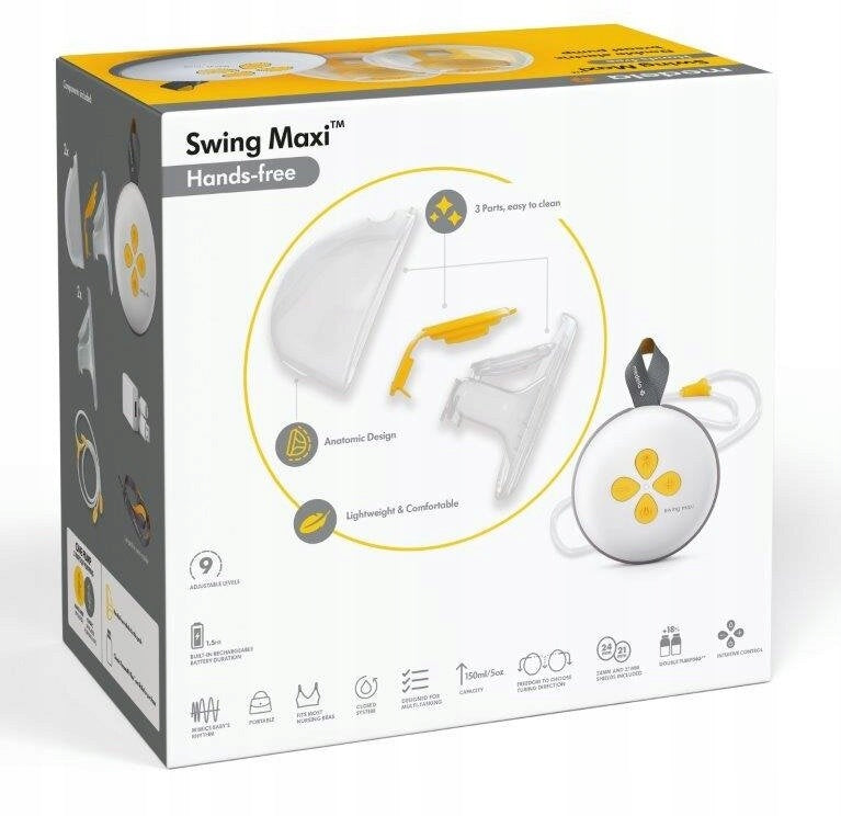 Medela Swing Maxi Hands-free Double Electric Breast Pump with Application Packaging status original