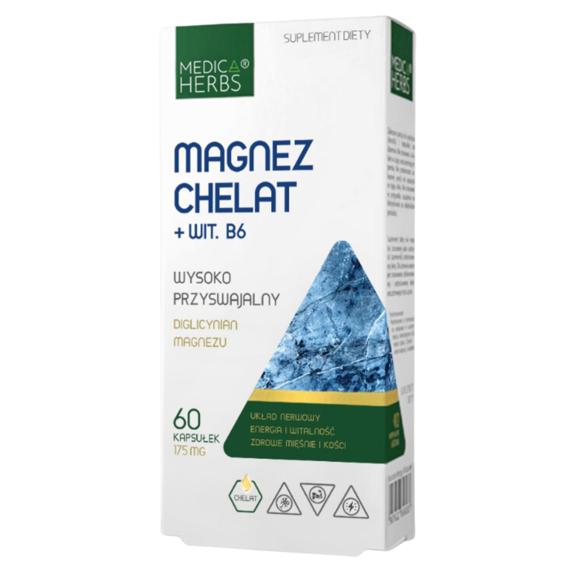 Medica Herbs Magnesium Chelate + Vitamin B6 - 60 capsules for healthy bones