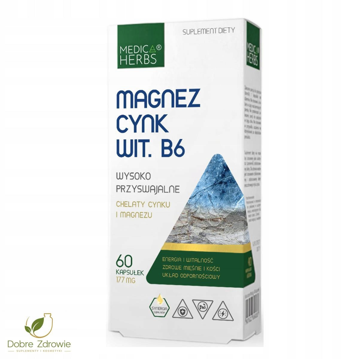Medica Herbs Magnesium Zinc B6 177 mg | Nerves Immunity Hormone Regeneration Manufacturer code 5903968202217