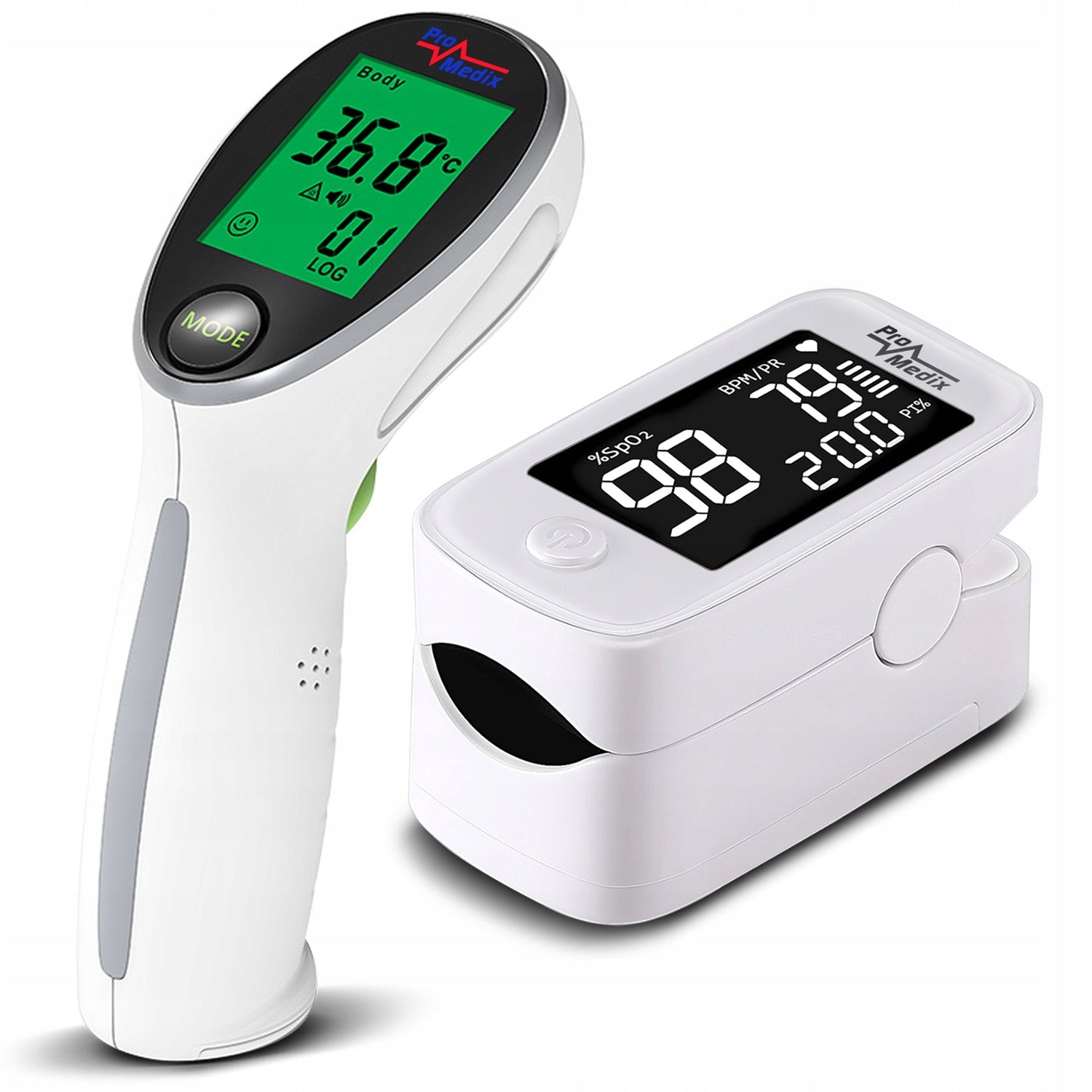 Medical Finger Pulse Oximeter Set Infrared Non-Contact Thermometer