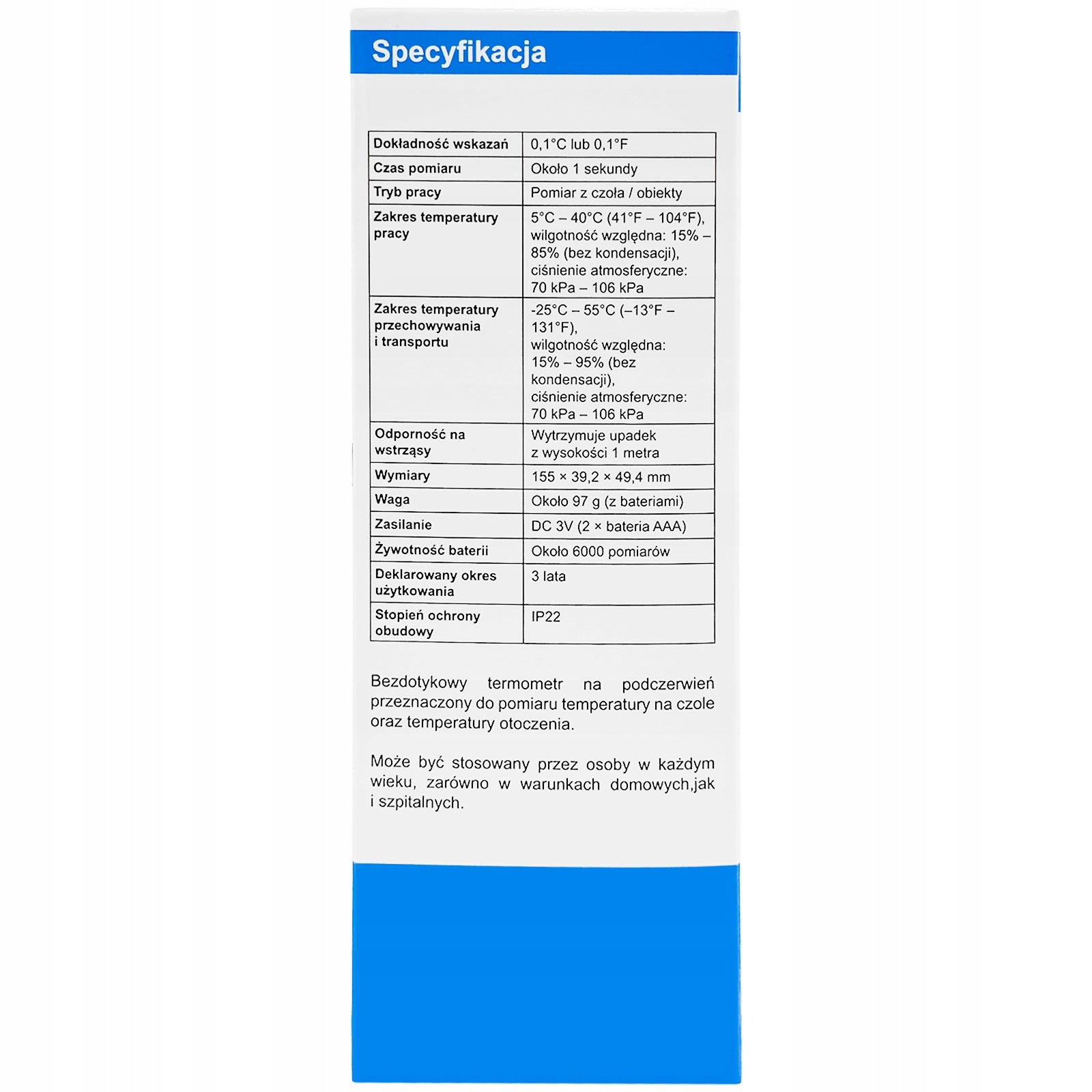 Medical non-contact thermometer 3 modes Everchek Tempra DET-3018 Packaging status original