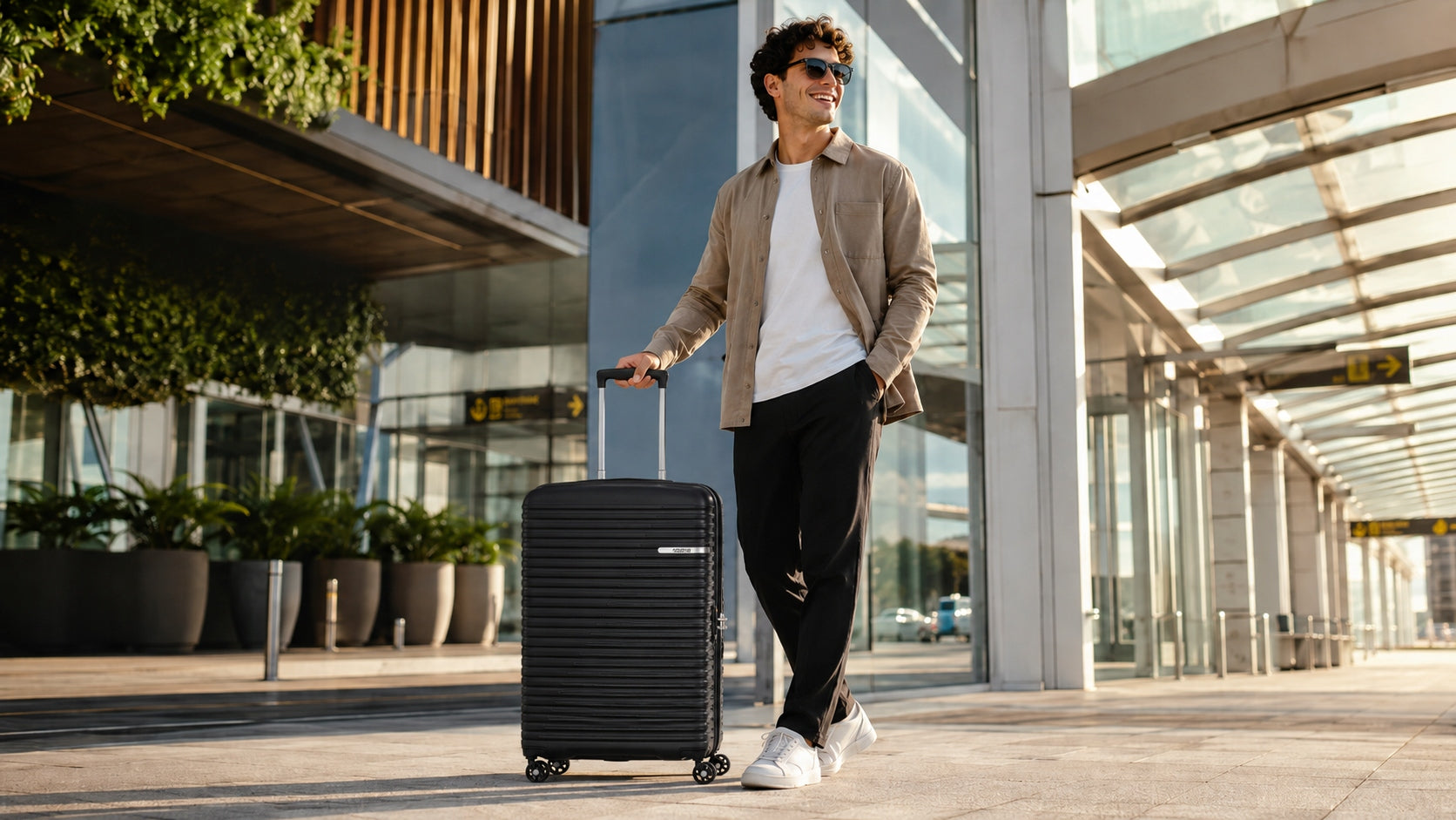 Medium suitcase AMERICAN TOURISTER 67cm POLYPROPYLENE TSA 360° enlarged Model Liftoff