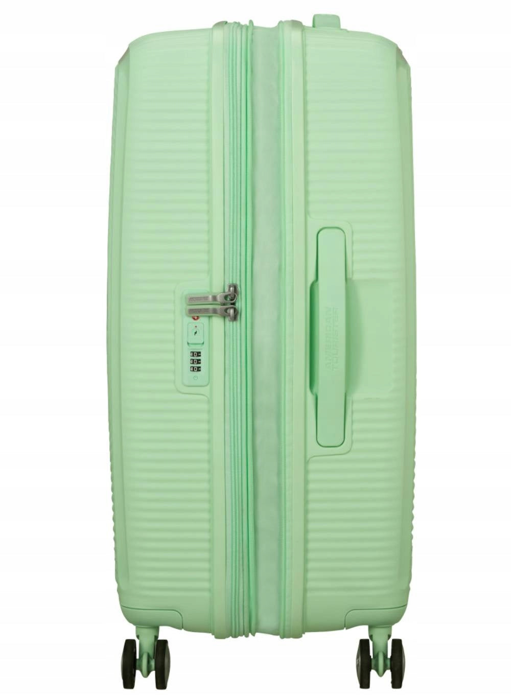 Medium suitcase American Tourister Soundbox EXP - pastel green Height 67 cm