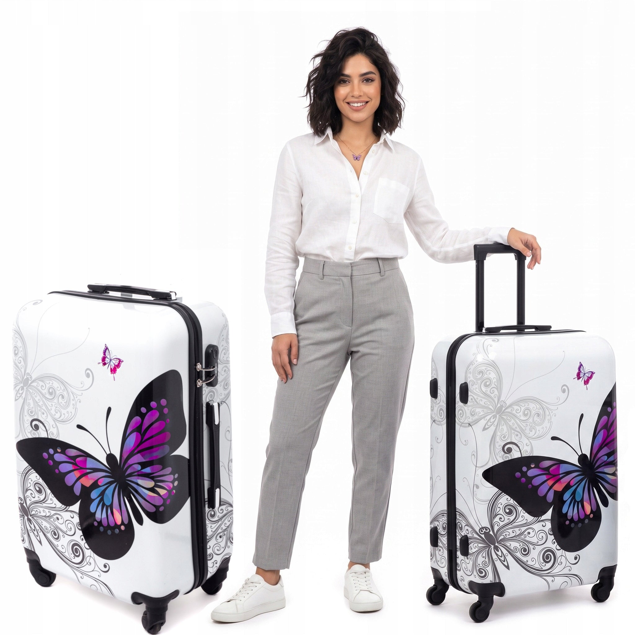 Medium suitcase TRAVEL BAG ON WHEELS HIKING ABS XL