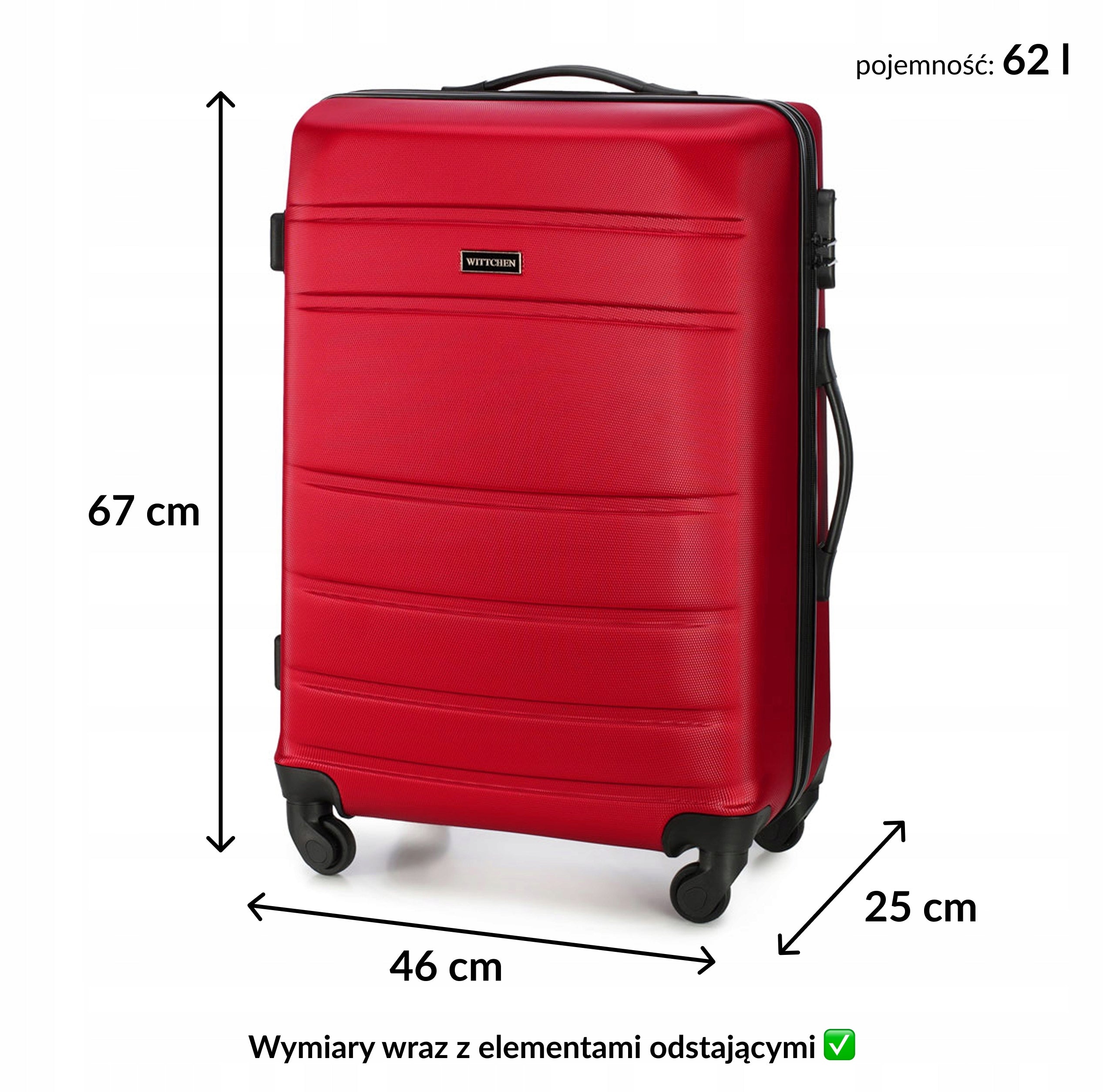 Medium suitcase WITTCHEN Globe Line 56-3A-652-35 red Manufacturer code 56-3A-652-35