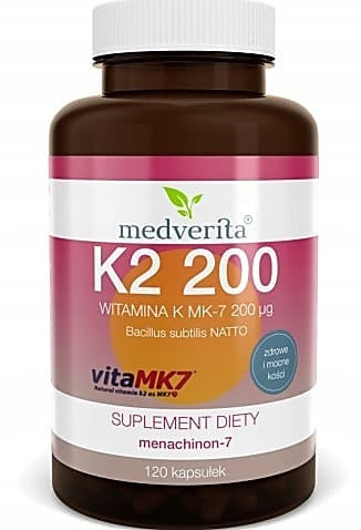 Medverita Natural Vitamin K2 MK 7 200 ug 120 capsules Brand Medverita