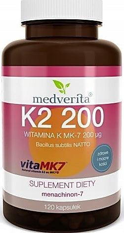 Medverita Natural Vitamin K2 MK 7 200 ug 120 capsules Packaging status original