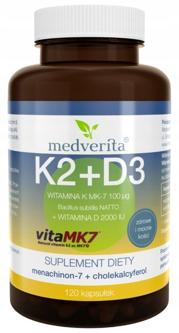 Medverita Vitamin K2 MK-7 100 ug + D3 2000IU 120caps.