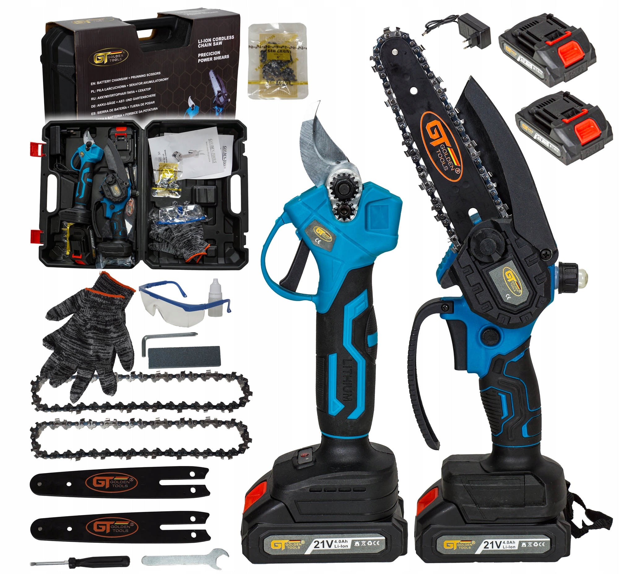 Mega SET XXL PRUNER + SAW AKU. 2XAKU 2XCHAIN 2XCHAIN