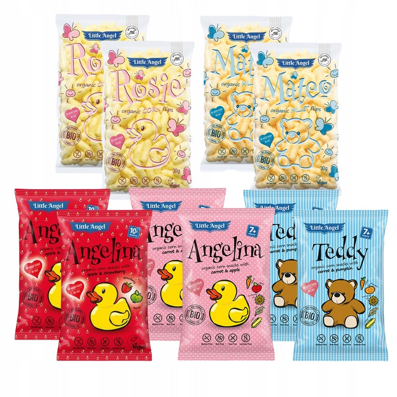 Mega Set of Chips 10x BIO Corn Crisps Little Angel 30 g 7 m+