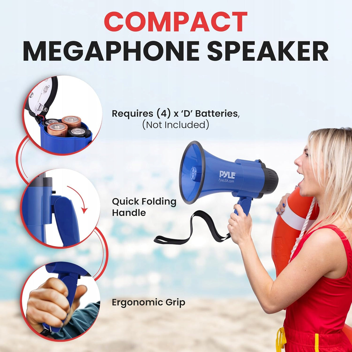 Megaphone Pyle PMP31BL 30W alarm siren portable battery Model other