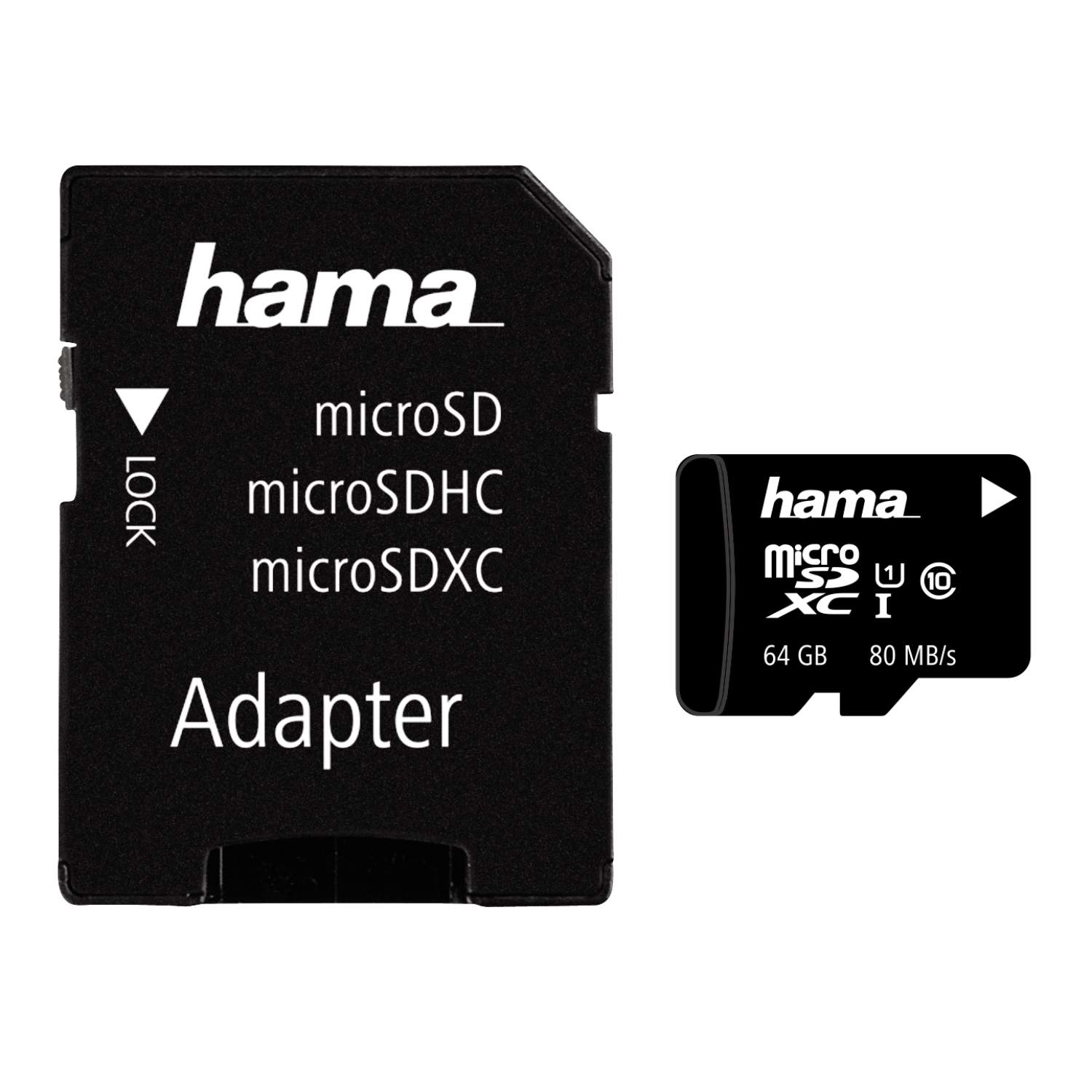 Memory card Hama microSDXC 64GB + SD adapter 80MB/s Class C10