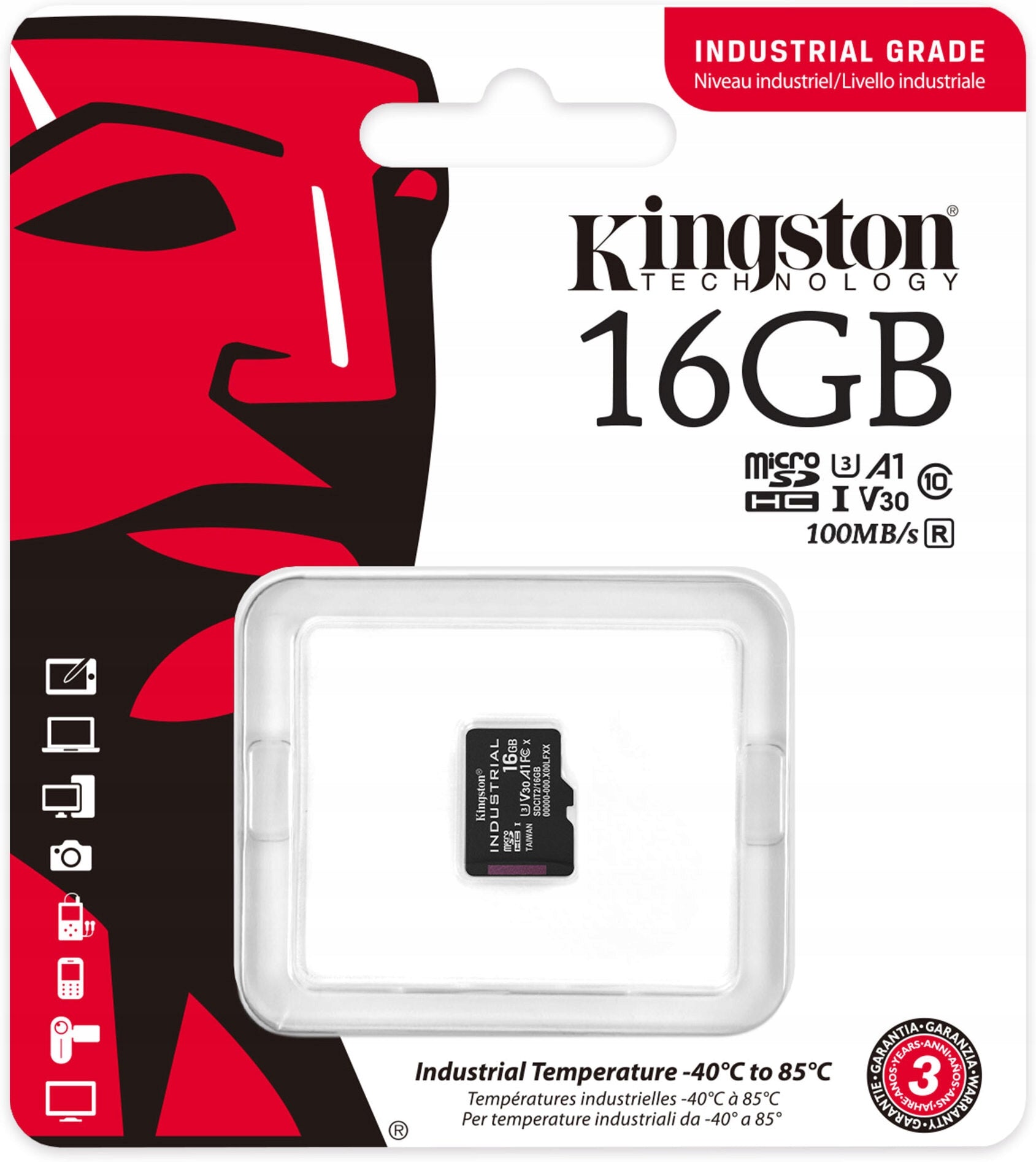 Memory card KINGSTON Industrial microSDHC 16GB Card capacity 16 GB