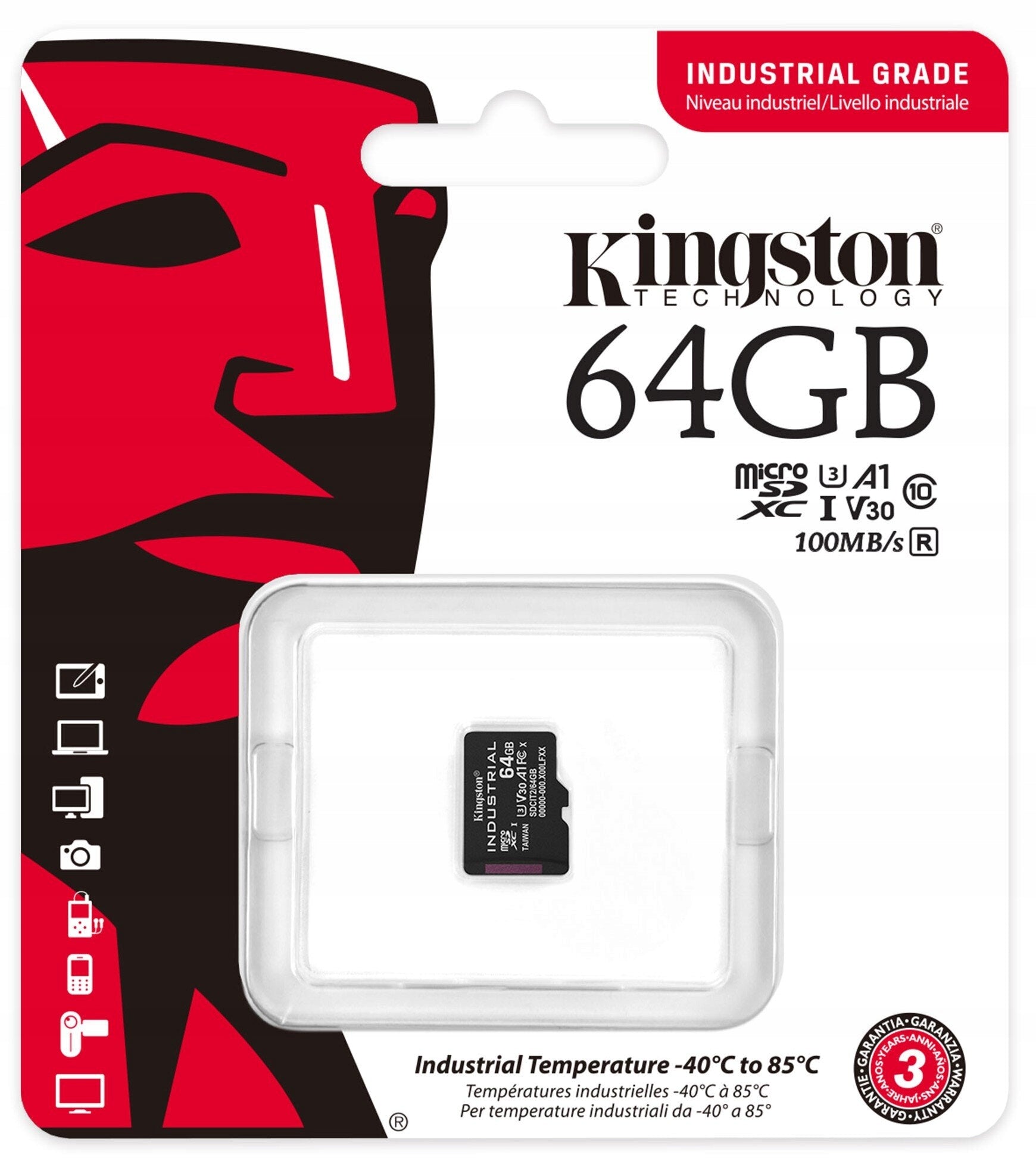 Memory card KINGSTON Industrial microSDXC 64GB Card capacity 64 GB