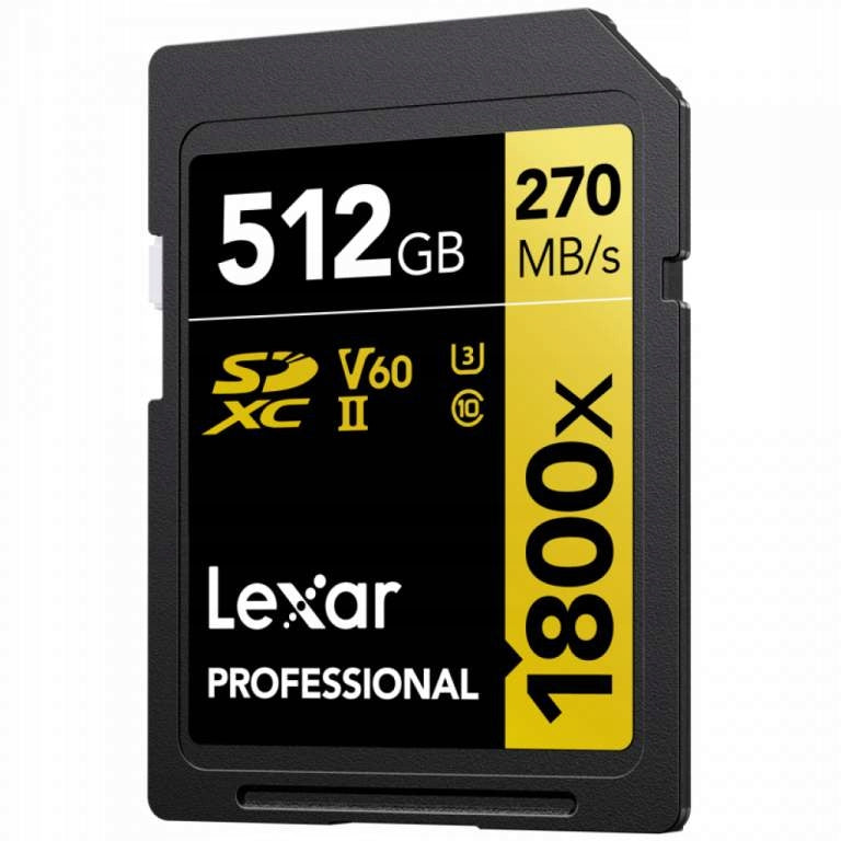 Memory card Lexar Pro 512GB 1800x U3 V60 UHS-II Manufacturer code LSD1800512G-BNNNG
