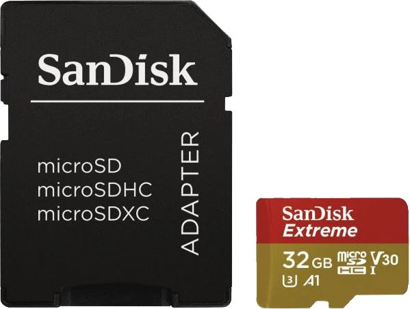 Memory card SanDisk Extreme microSDHC 32 GB A1 C10 V30 UHS-I U3 100 MB/s Manufacturer code SDSQXAF-032G-GN6AA