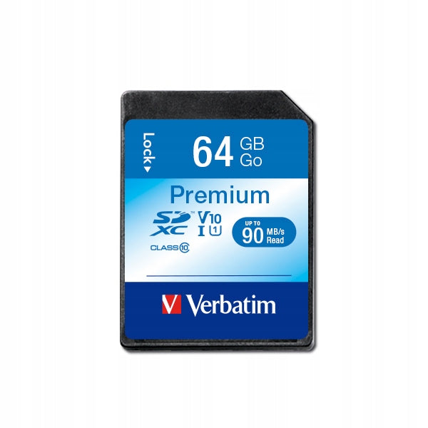Memory card Verbatim Premium U1 64GB Class 10 UHS-1 V10 SDXC Card capacity 64 GB