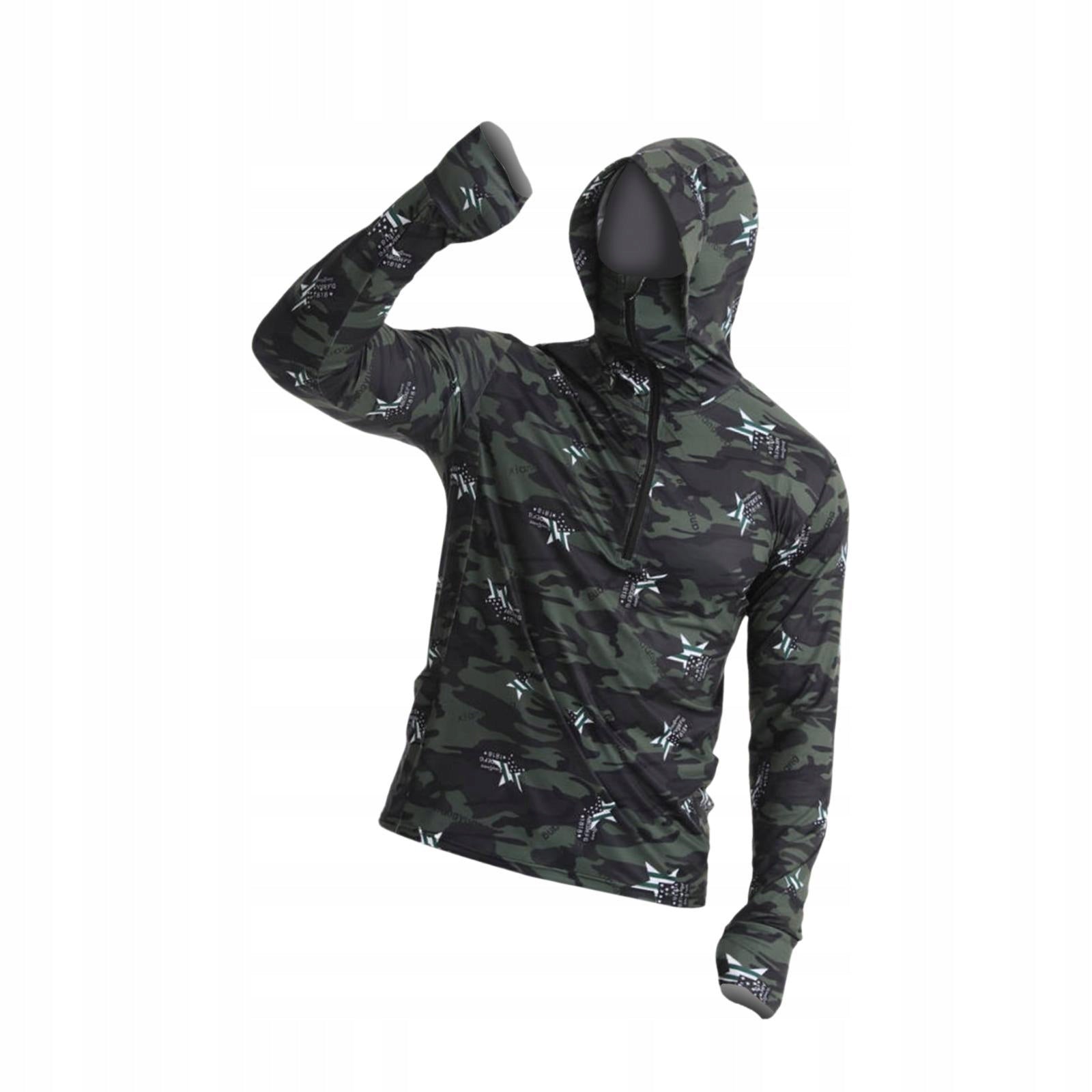 Men Sun Protection Hoodie Shirt Quick Drying Lightweight Long Sleeve 3XL Size 3XL
