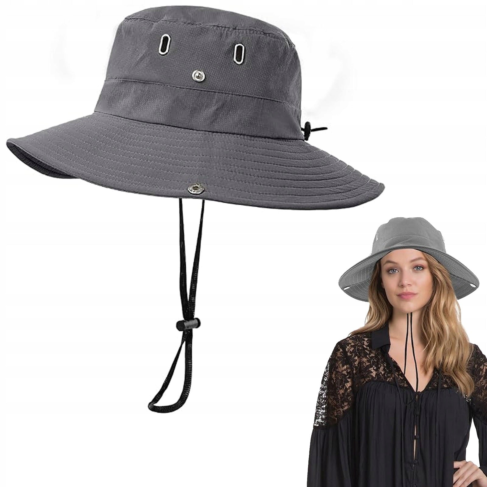Men UV Protection Wide Brim Sun Hat Outdoor Fishing Gardening Cap
