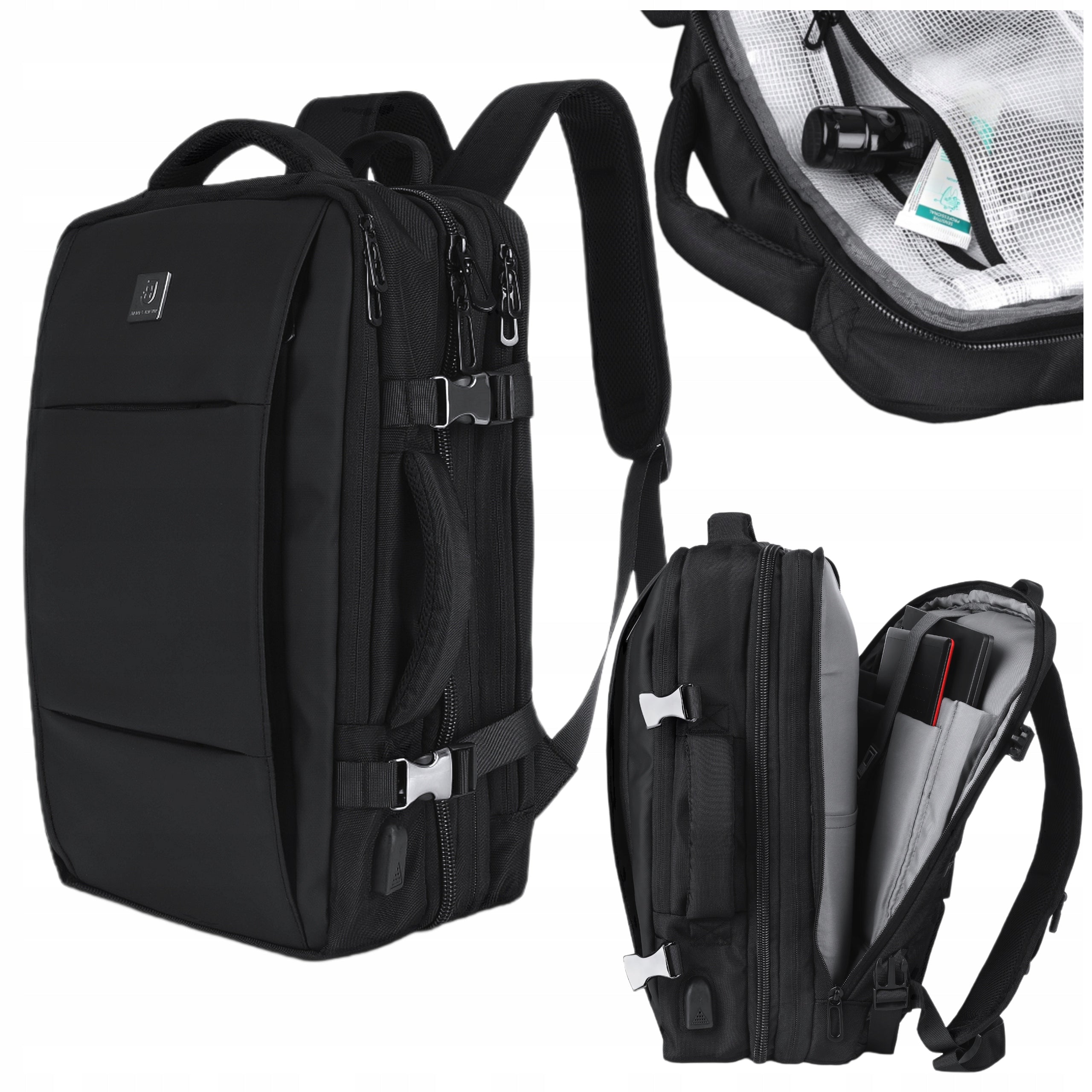 Men's 17-inch laptop backpack Hand luggage 3-in-1 airplane bag