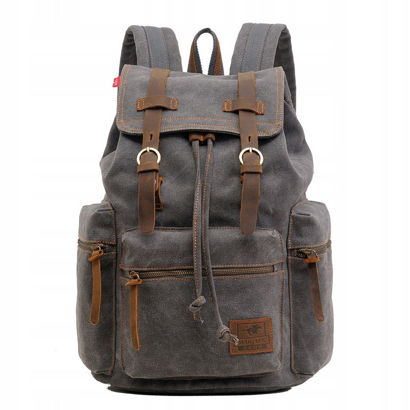 Men's Augur Laptop Backpack 14,1" Canvas Leather Vintage Grey