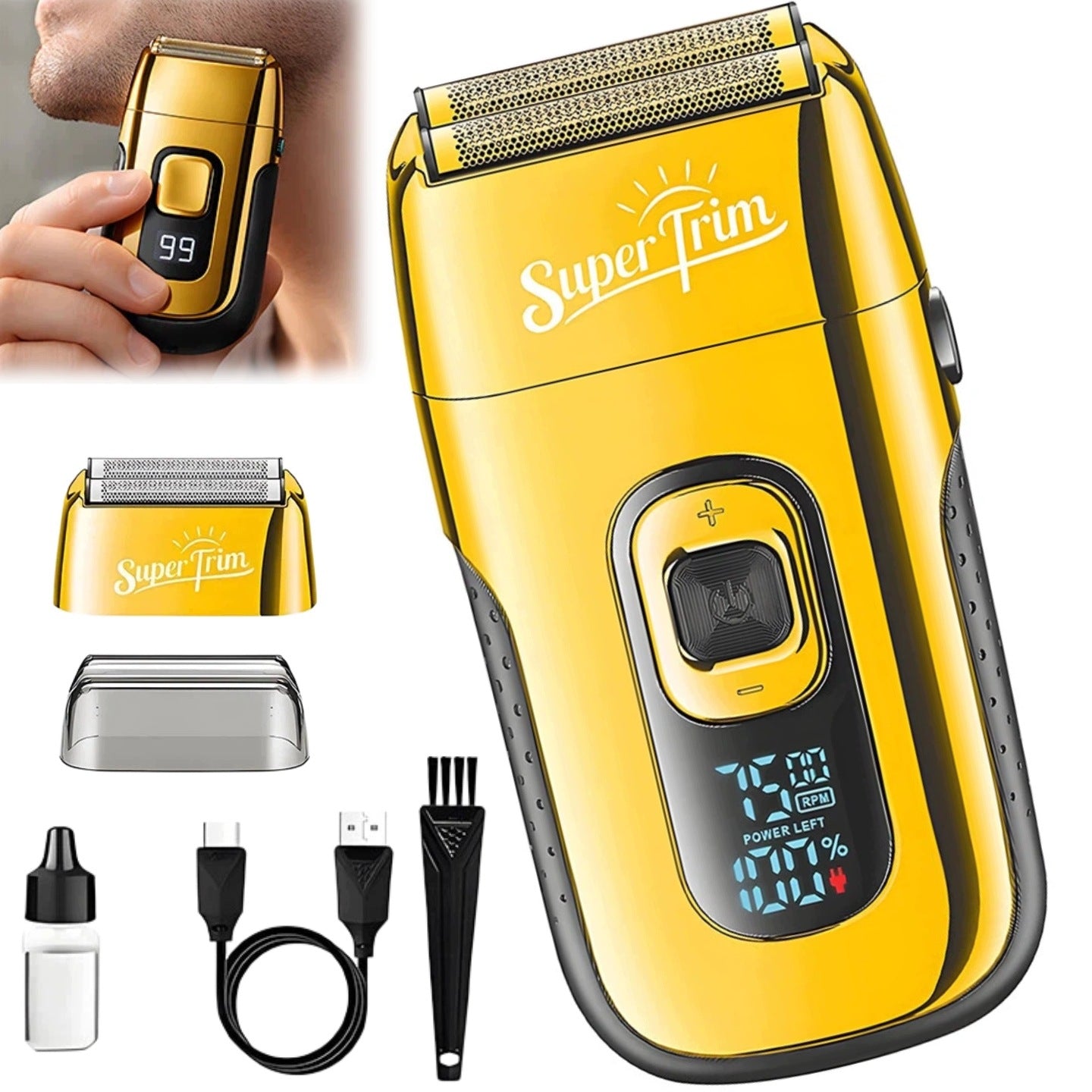 Men's Foil Shaver 150min USB LED Beard Head Trimmer Facial