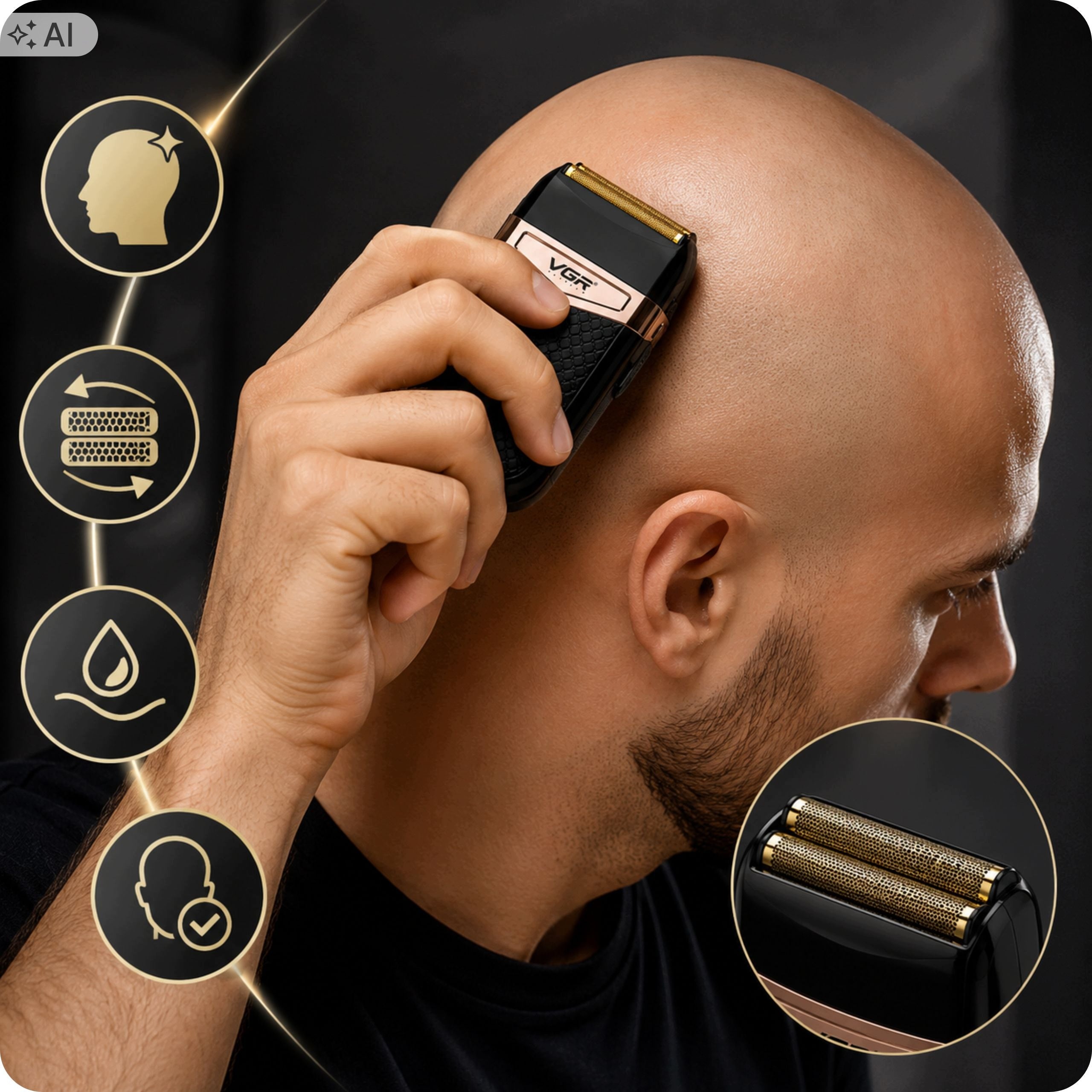 Men's Foil Shaver For Beard Body Head USB IPX4 Wet Dry Manufacturer code Do Wykańczania Fryzur Konturów Barber
